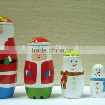 wooden Santa Claus russion nesting dolls