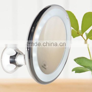 Chrome 10x magnifying bathroom makeup mirror with led