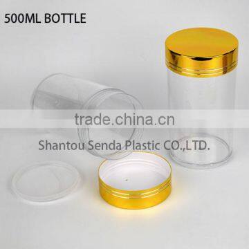 PS Transparent pill Bottles 500ml golden cap bottle On Sale