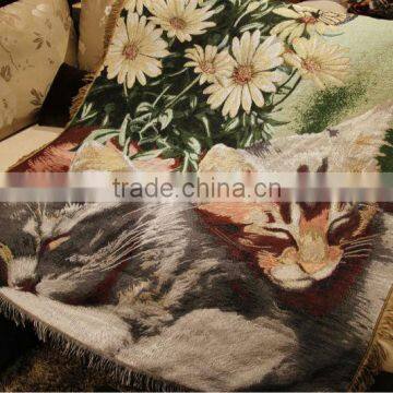 China 100%cotton jacquard woven sofa throws blanket, new design