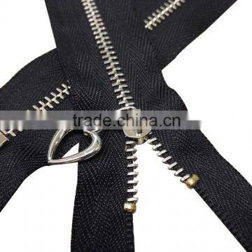 No. 3 # Heart Design Pull Black Metal Zipper,15cm Y Teeth Gold Metal Zipper for Clothing