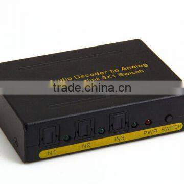 Customized fast audio switcher 3x1 switch Digital audio decoder to analog with SPDIF Toslink