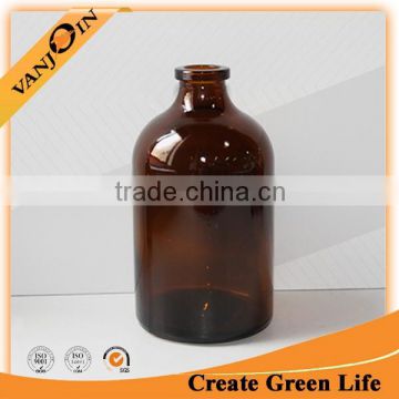 Empty Glass Moulded Medicinal Injection Brown Bottle 100ml