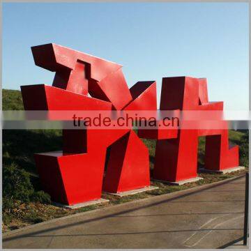 Outdoor Roadside Large Red Abstract Stainless Steel Sculpture