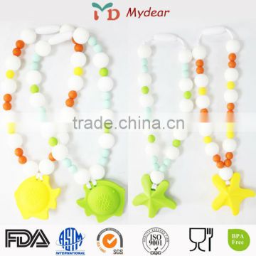 Food Grade Silicon Teether Bling BPA free Teething Pendant Necklace