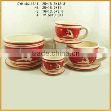 Hot Selling Glazed Ceramic Cup Shape Flower Pot With Saucer