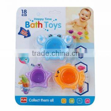 YX2804925 kid water game 3 pc cute sea animal cup baby bath toy organizer