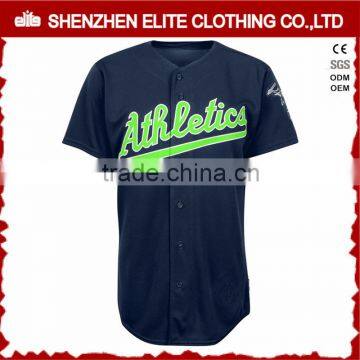 wholesale china button down baseball jerseys black and blue