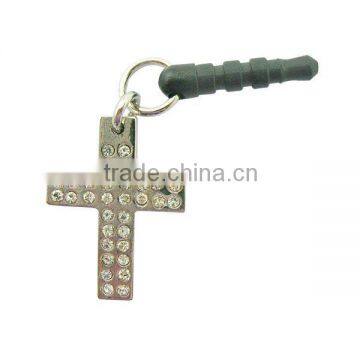 diamond cross earphone jack dust cap plug,various designs,OEM service,good quality,pass SGS factory