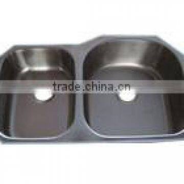 Double bowl brushed satin finish universal stainless steel sinks