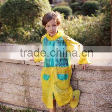 190T PA coating waterproof raincoat for adult for kids yellow color fashion style