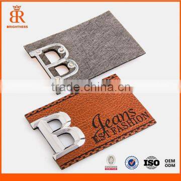 Personalized Metal Logo Fashion Style Embroidery Patch for Hats Embossed Fake Leather Patch photo-1