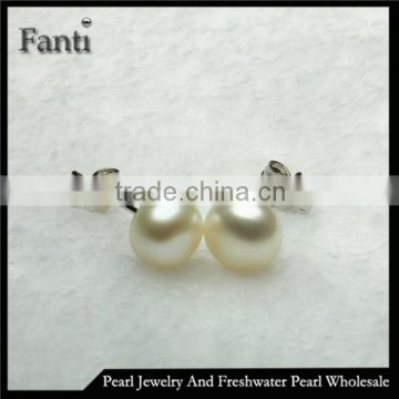 Silver pearl stud earrings fancy simple design