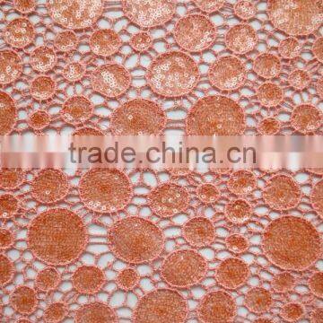 2015 Fashionable Sequins Chemical Cord Guipure African Lace Fabric For Party