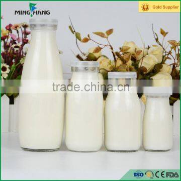 200ml 250ml 500ml clear glass milk yogurt plastic cap bottle