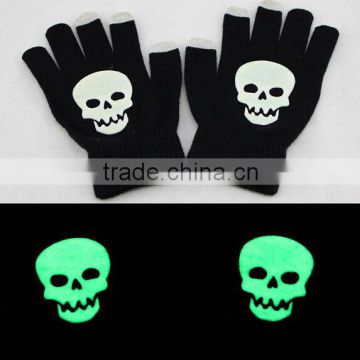 Winter Full Hand luminated Skull Gloves Knit Touch Screen Gloves