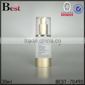 silk printing, hot stamping surface handling 30ml frosted airless bottle with lotion pump