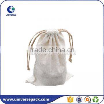 White dustproof linen pouch bag with drawstring