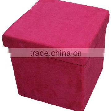 red suede folding storage stool