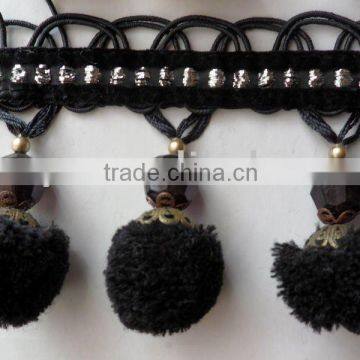 Ball Fabric Tassel Fringe with Beautiful Trim pompon
