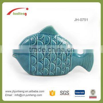 ocean fish blue ceramic clay garden ornaments, funny garden ornament