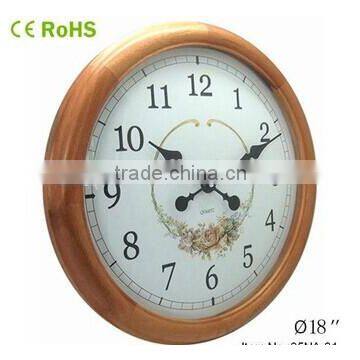 18 inch promotional radio controlled wall clock wood