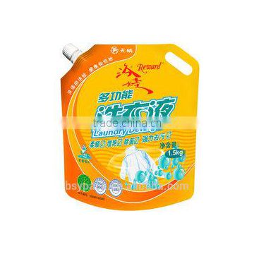 foshan china Stand Up Packaging Bag With Spout For Liquid Detergent