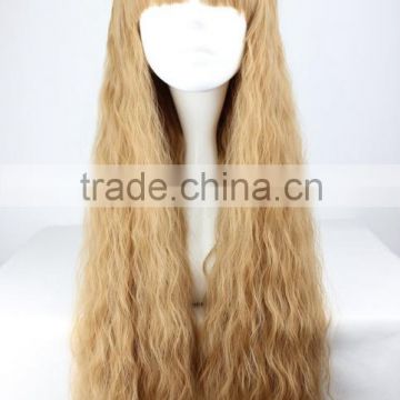 Costume Synthetic long blond micro wave wig N423