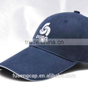 brush cotton twill golf caps with sandwich visor