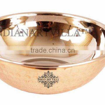 IndianArtVilla High Quality Steel Copper Serving Kadhai Kadai Karahi Wok 700 ML - Serving Indian Food Home Hotel Restaurant