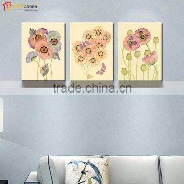 Beautiful Art Deco Canvas 3 Panel Paintings Flowers
