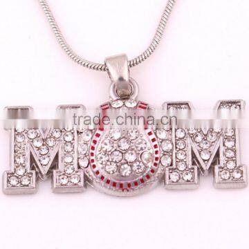 Mother's Day Gift Heirloom Finds Pave Crystal Pendant Baseball Softball Mom Necklace