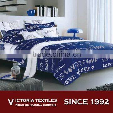 blue printed super soft microfiber modern comforter set bed in a bag