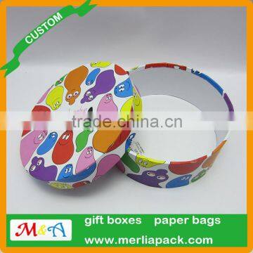 Children Cartoon Book Round Cardboard Boxes CMYK Color Matt Finishes Silica Gel Sachet Dolls boxes