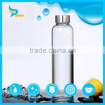 Heat-resistant borosilicate glass sparkling water bottle drinking bottle with metal lid