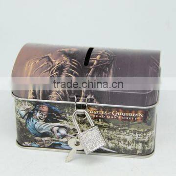 metal tin coin bank money saving tin can collection pot