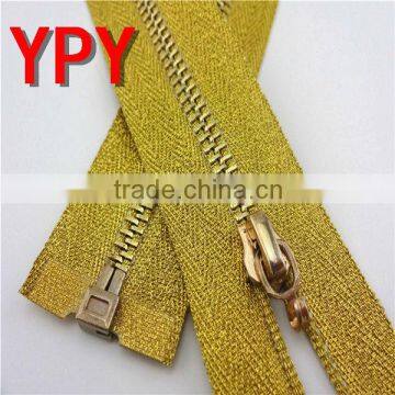 Satin Tape Metal Zipper With Gold Teeth