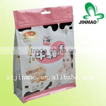 Stand up snack food import plastic bag with zipper