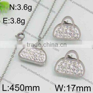 Factory Price Gold and Steel Set Bags Shape Jewelry Set With Rhinestone photo-3