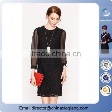 2016 Fashion Ladies Designer Dress Sexy Lace Chiffon Dress for Women