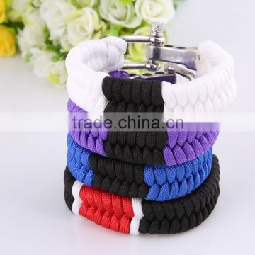 High quality 550 paracord survival bracelet, stainless steel buckle adjustable size bracelet,outdoor sport survive bracelet