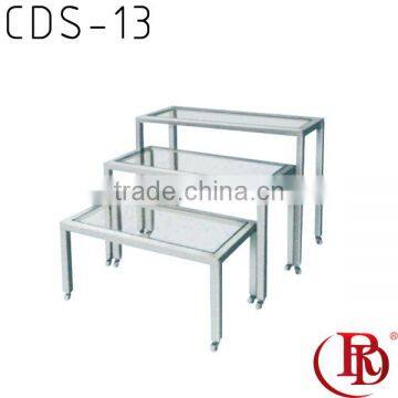 3 tie Clothing display stand/three tier glass assembly lines platform