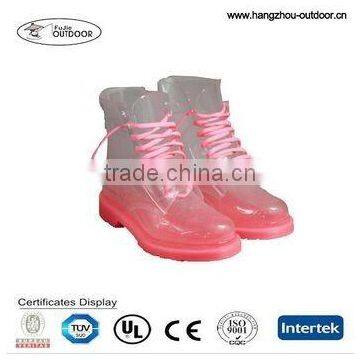 Women Cheap Pink Transparent PVC Rain Boots