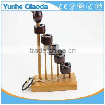 Staircase Disentanglement Puzzle on Elephant Base Classical Wooden Puzzle Set Solution Rope Central Brain Teaser for Adults Game photo-4