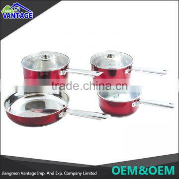 Wholesale High Quality 7pcs Mirror Polish Non-stick Stainless Steel Cookware With Glass Lid photo-2
