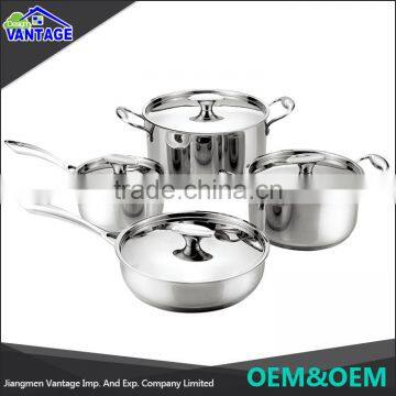 Mirror polishing popular designed Stainless Steel mini cooking pot with cast steel handle and lid