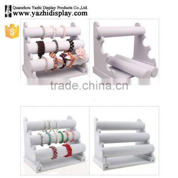 Jewellery Store Practical Wood Tabletop 3-Layer Commercial Bracelet Watch Display Velvet Jewelry Stand photo-2