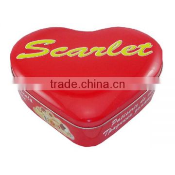 red heart shape candy tin for sale