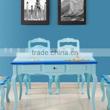 Mediterranean Style Dining Set, Sailing Boat Handpainting Dining Table With 4 Chairs, Wooden Dining Room Furniture (BF01-X1154) photo-6
