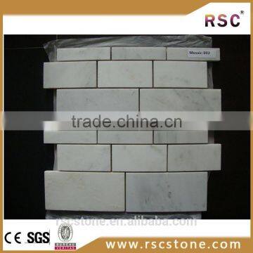 White carrara marble mosaic tile strip style
